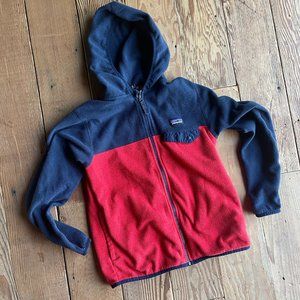 Patagonia Kids fleece zip up hoodie - size 10 Red/Blue